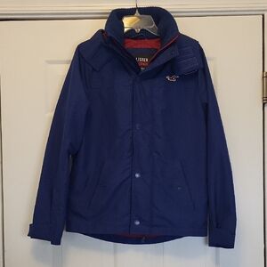 Hollister Men's Navy Windbreaker With Hood size Small